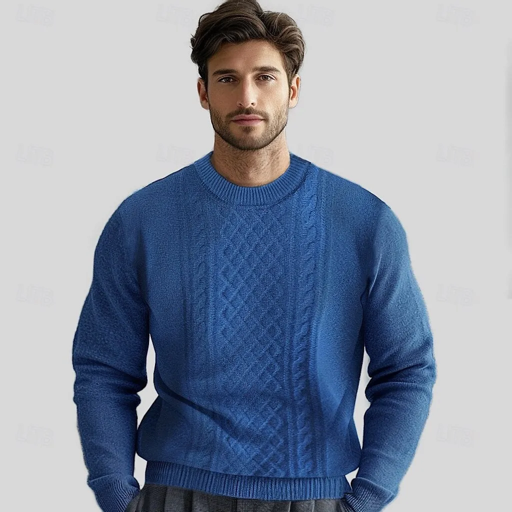 100% Merino Wool Crew Neck Jacquard Sweater