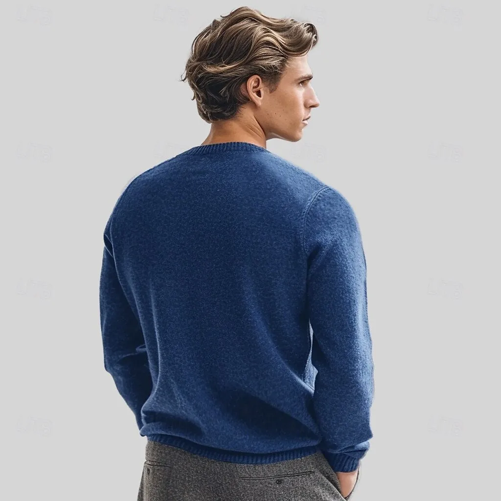 100% Merino Wool Crew Neck Jacquard Sweater