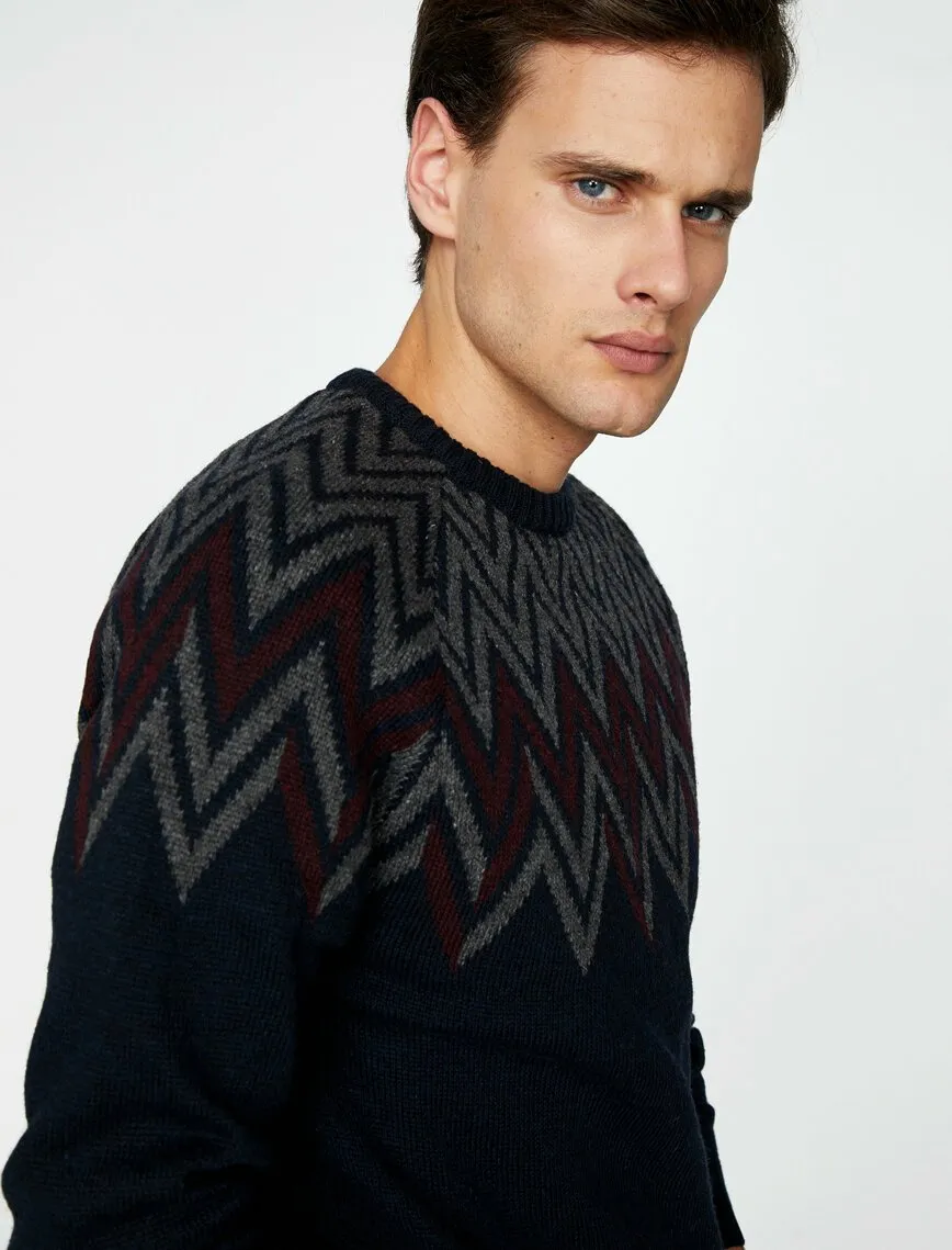 17367 Navy Patterned Jumper