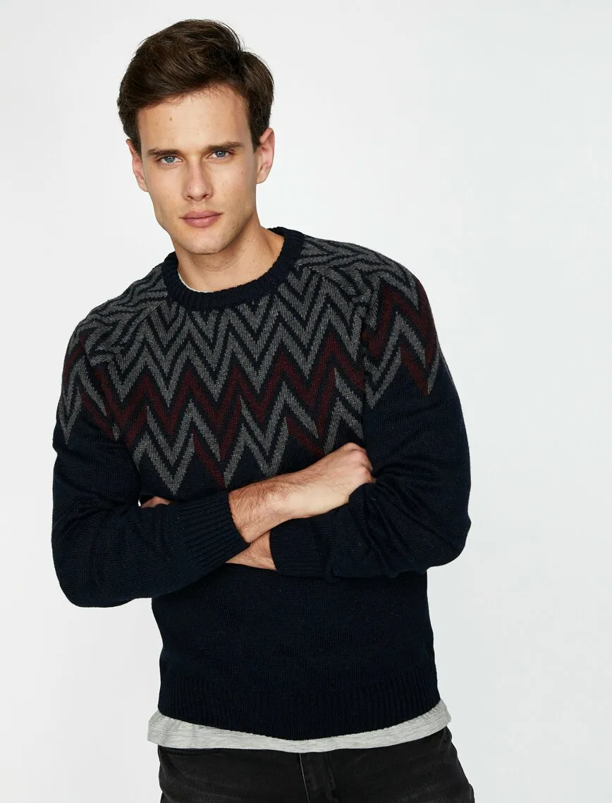 17367 Navy Patterned Jumper