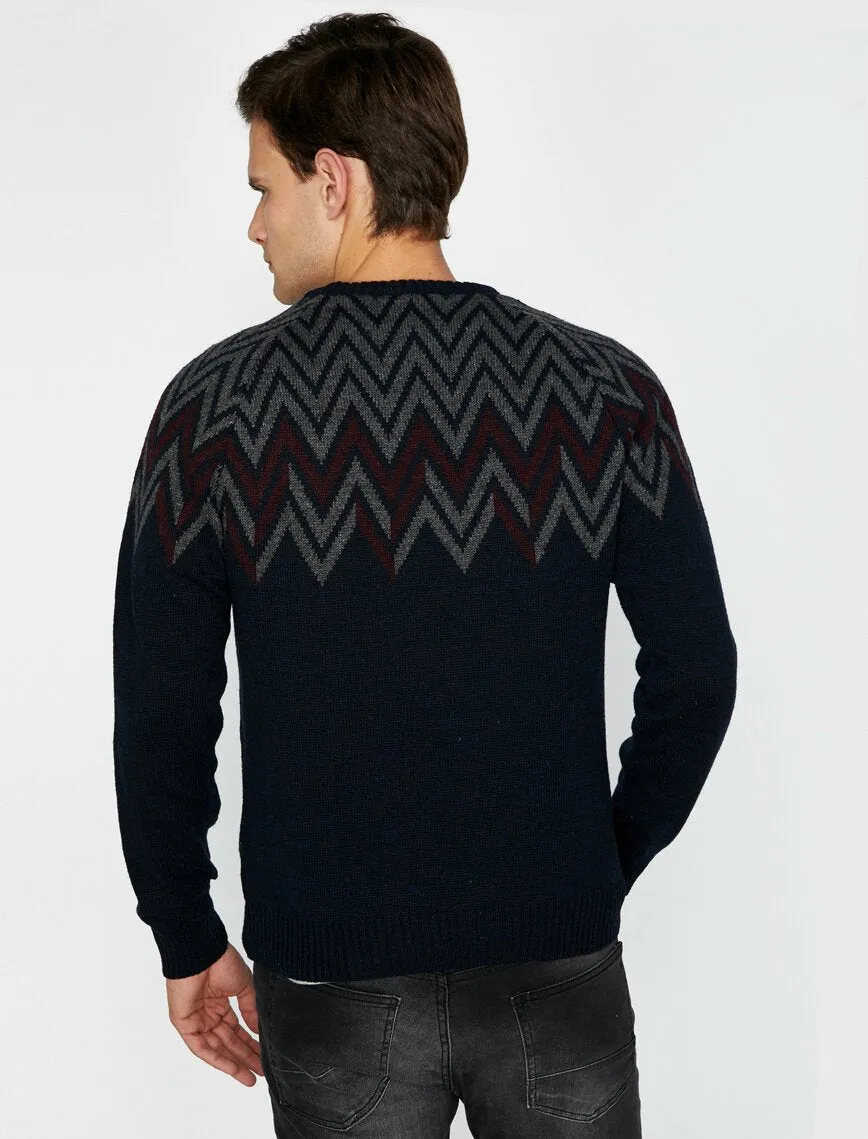 17367 Navy Patterned Jumper