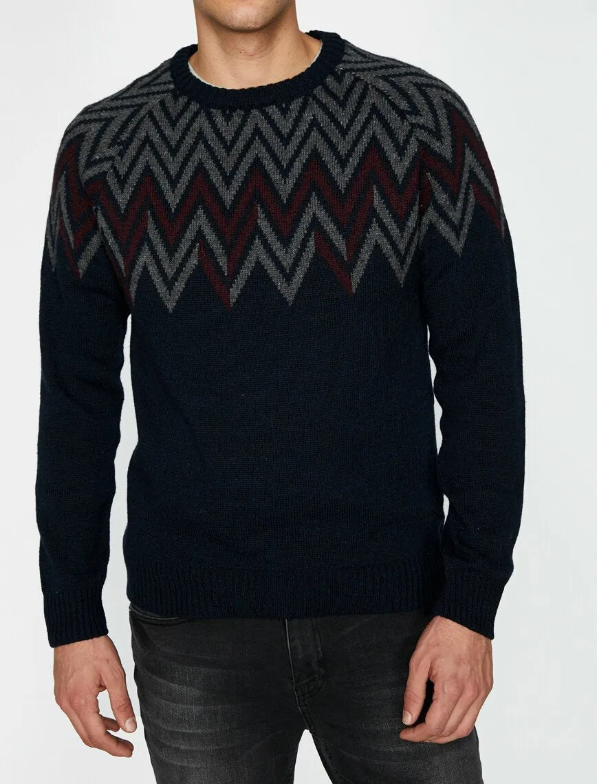 17367 Navy Patterned Jumper