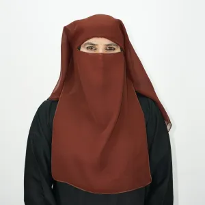 3 Layer Niqab Tie Back Brown