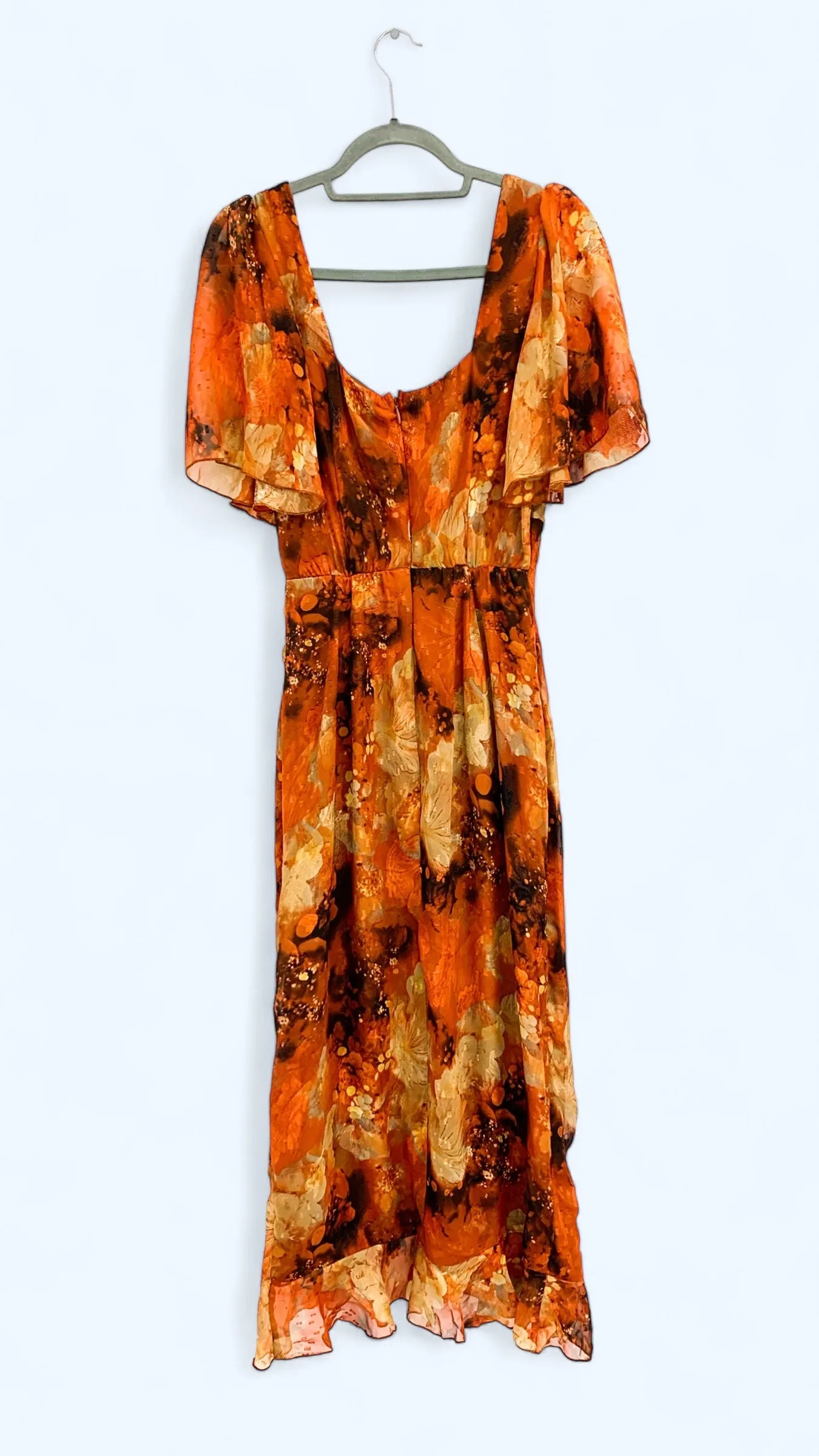 4-A1821 Heidi Orange Print Floral Dress