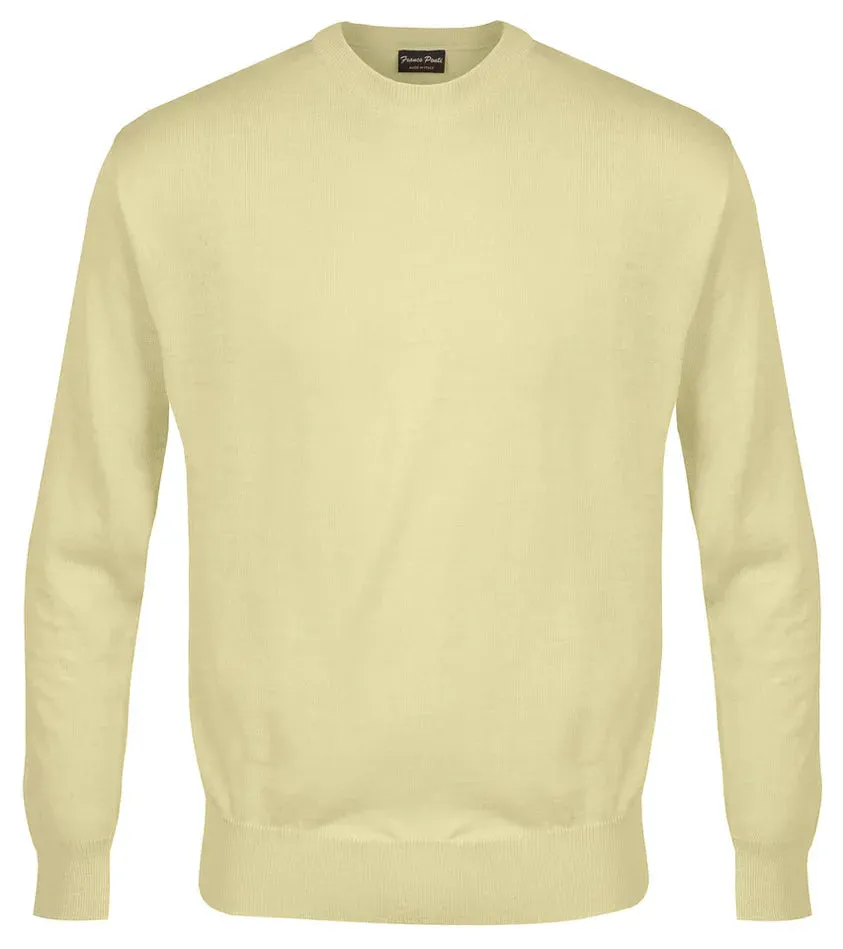 40% OFF FRANCO PONTI Crew Neck - Mens Italian Merino Wool Blend - Lemon Size: 3XL