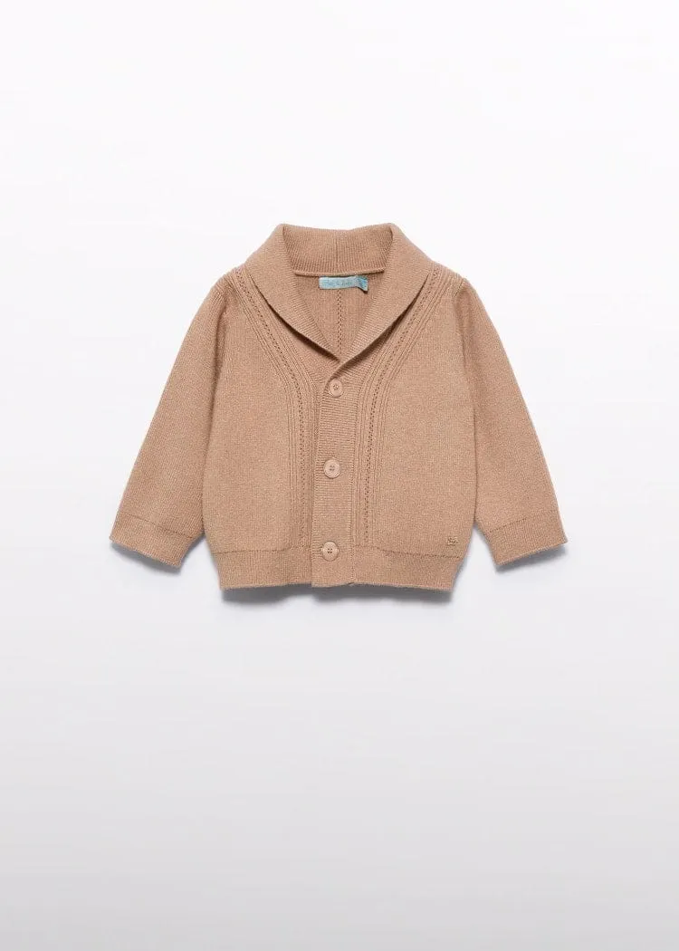 Abel & Lula Baby Cardigan with Collar in Camel