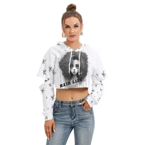 All-Over Print Women's Heavy Fleece Hoodie With Hollow Out Sleeve hair, life  print