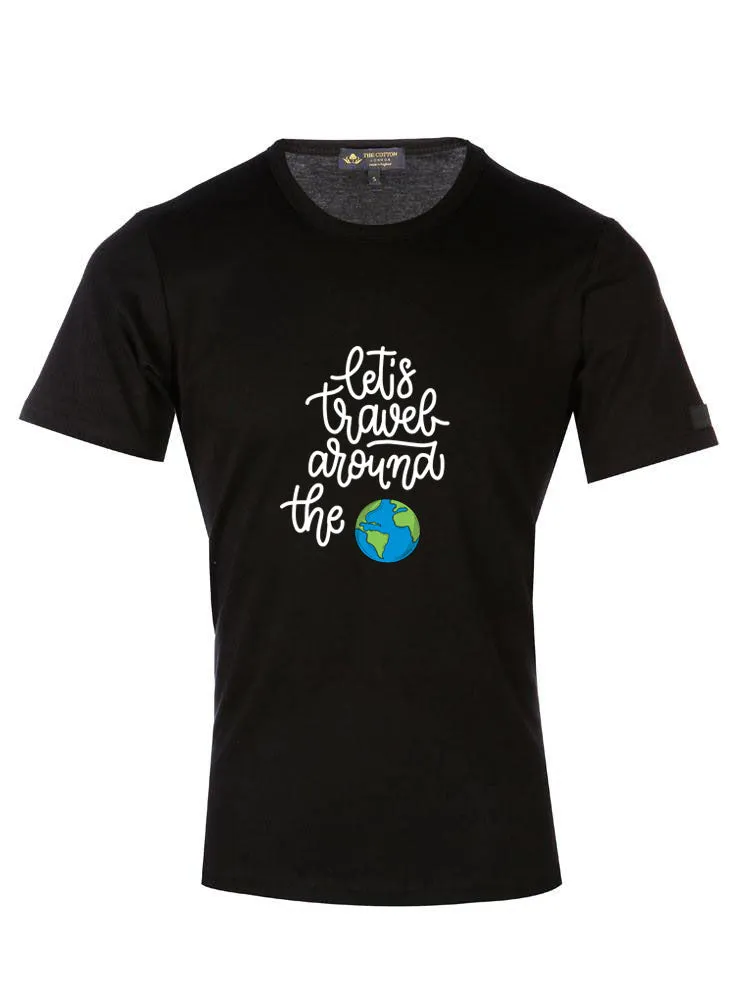 'Around the world' Text Black T-Shirt