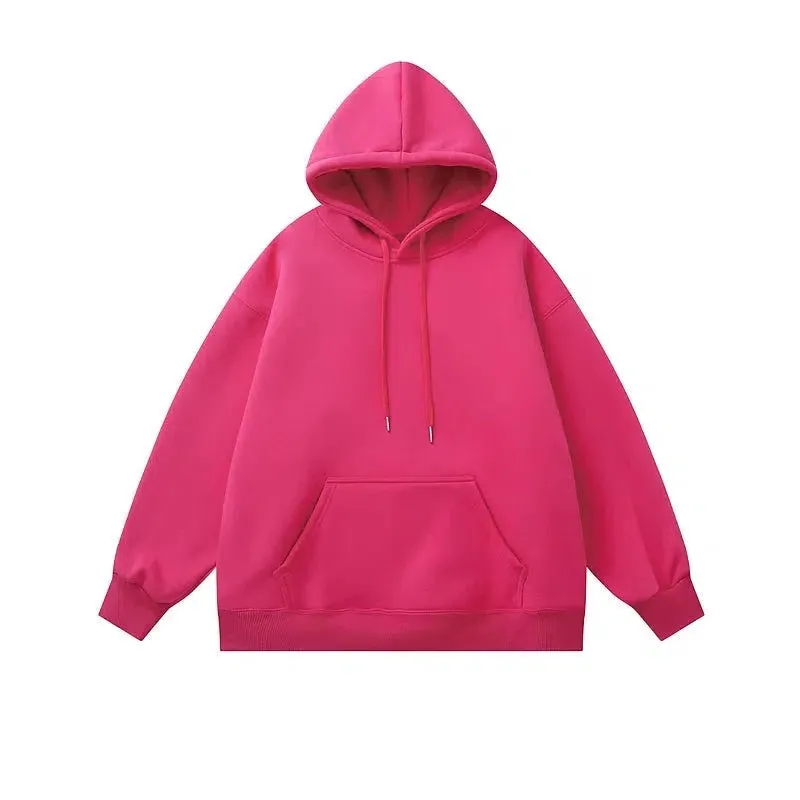 Basic Solid Color Velvet Hooded Sweatshirt