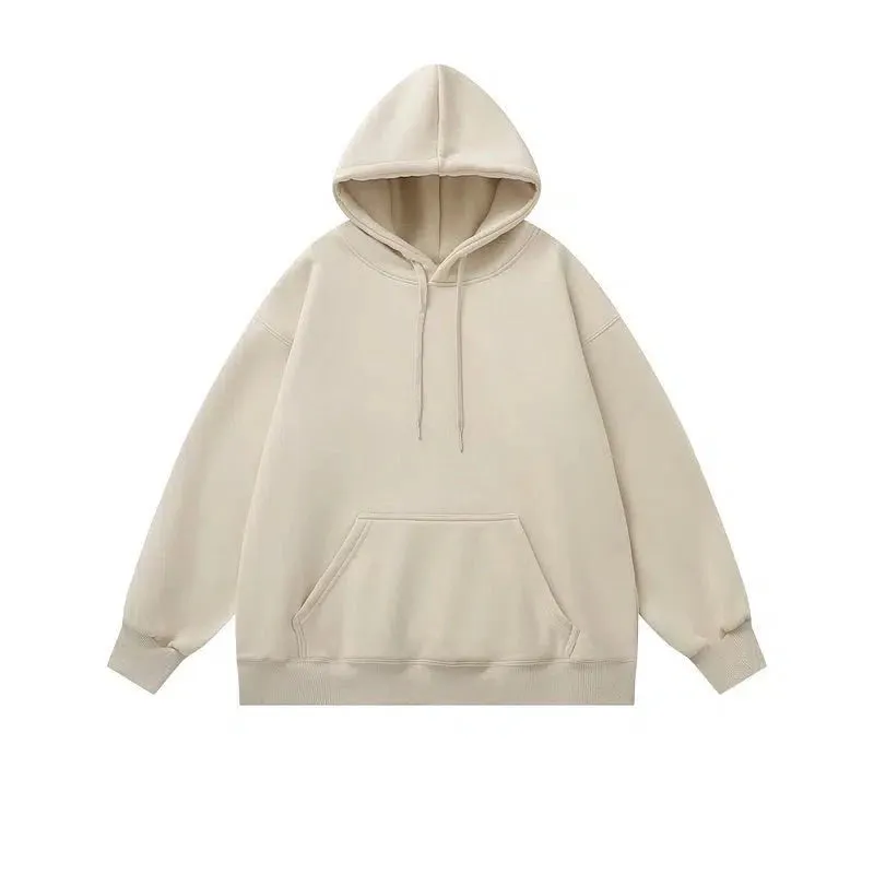 Basic Solid Color Velvet Hooded Sweatshirt