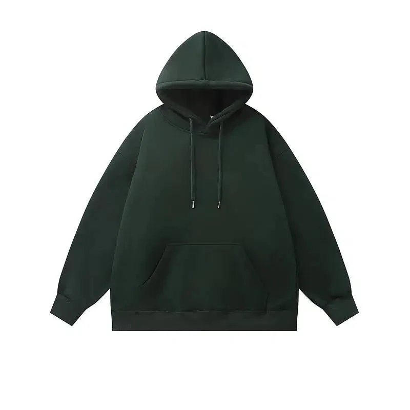 Basic Solid Color Velvet Hooded Sweatshirt