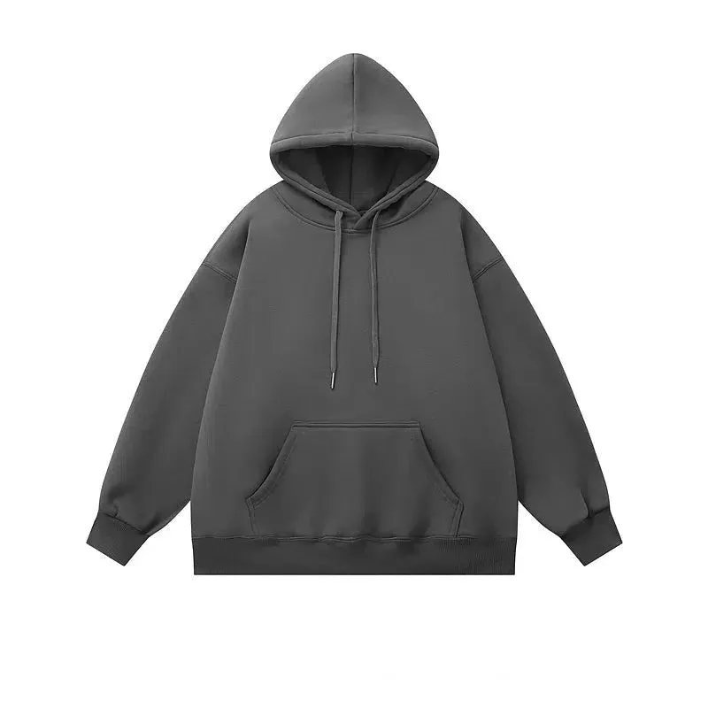 Basic Solid Color Velvet Hooded Sweatshirt