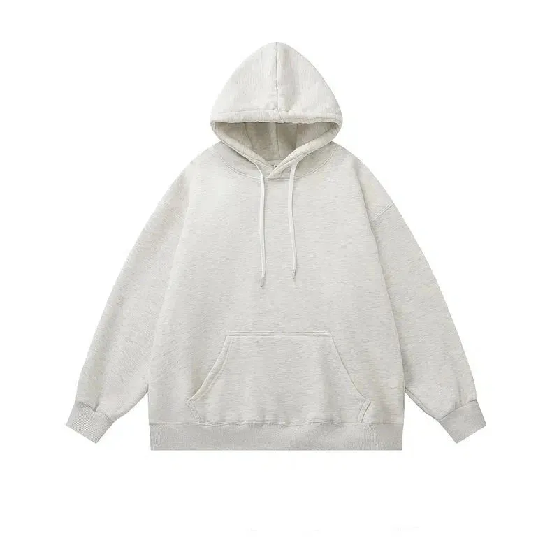 Basic Solid Color Velvet Hooded Sweatshirt