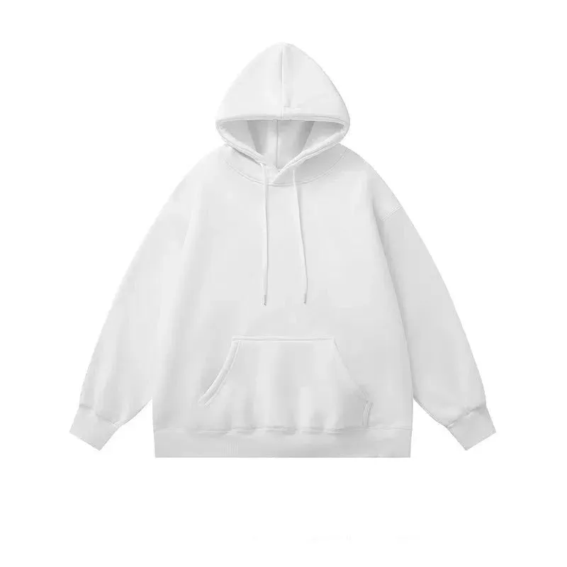 Basic Solid Color Velvet Hooded Sweatshirt