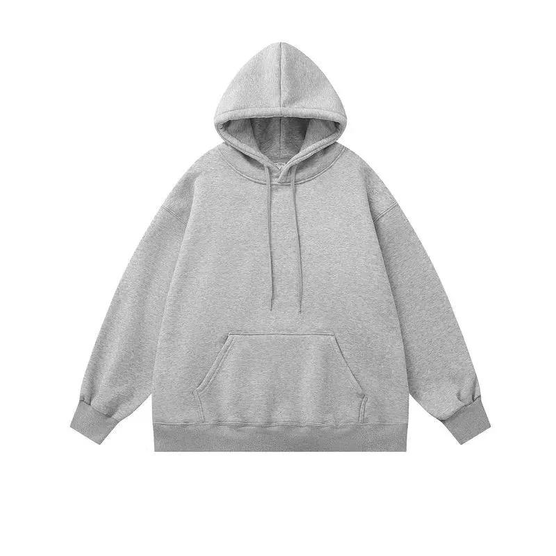 Basic Solid Color Velvet Hooded Sweatshirt