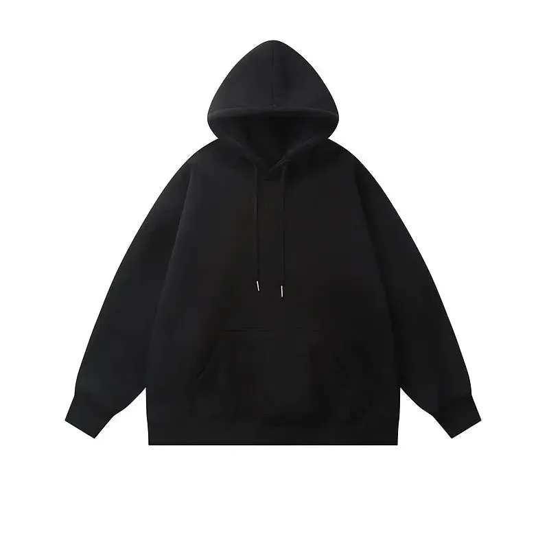 Basic Solid Color Velvet Hooded Sweatshirt