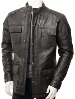 Black Leather Field Jacket