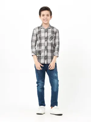 Boy's Grey & Black Shirt - EBTS22-27450