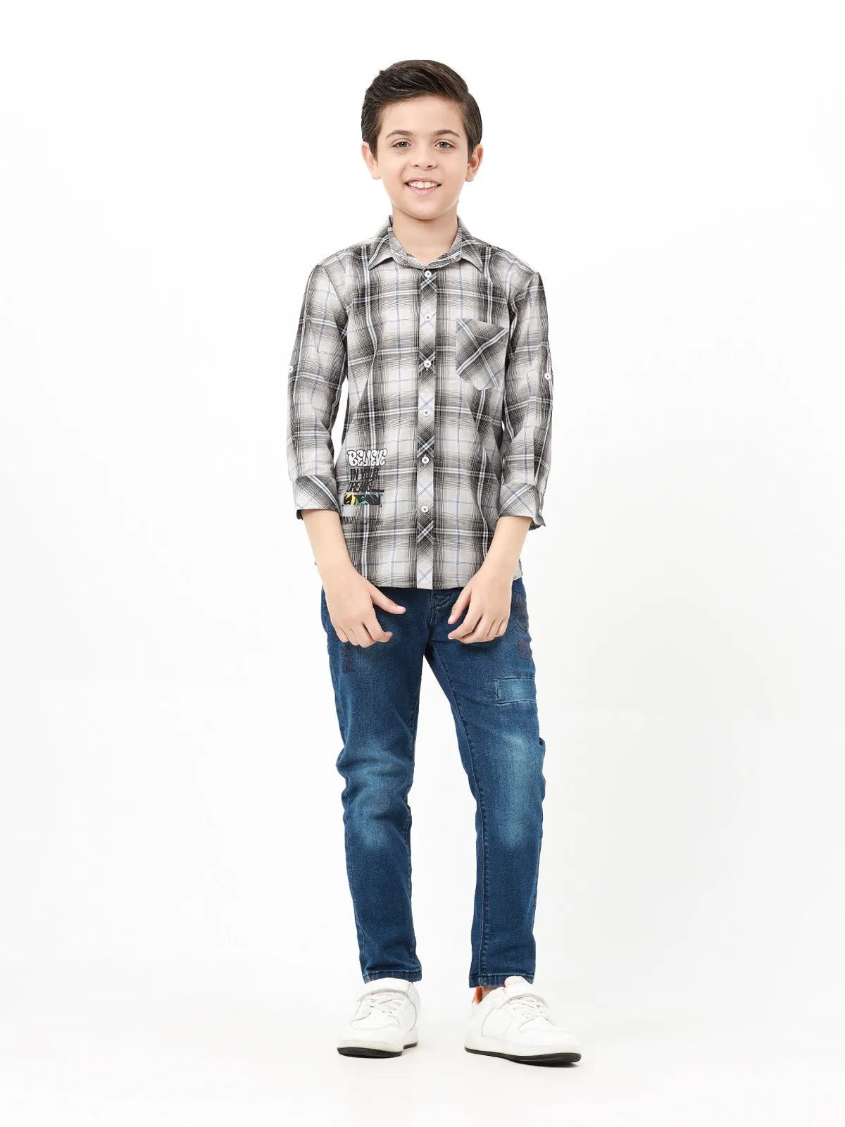 Boy's Grey & Black Shirt - EBTS22-27450