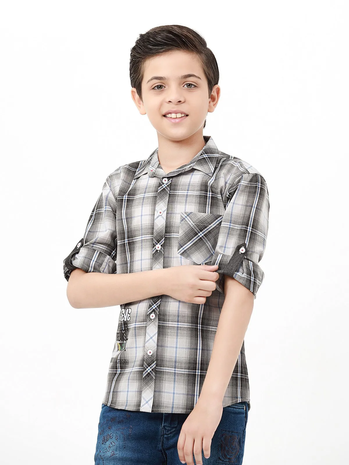 Boy's Grey & Black Shirt - EBTS22-27450