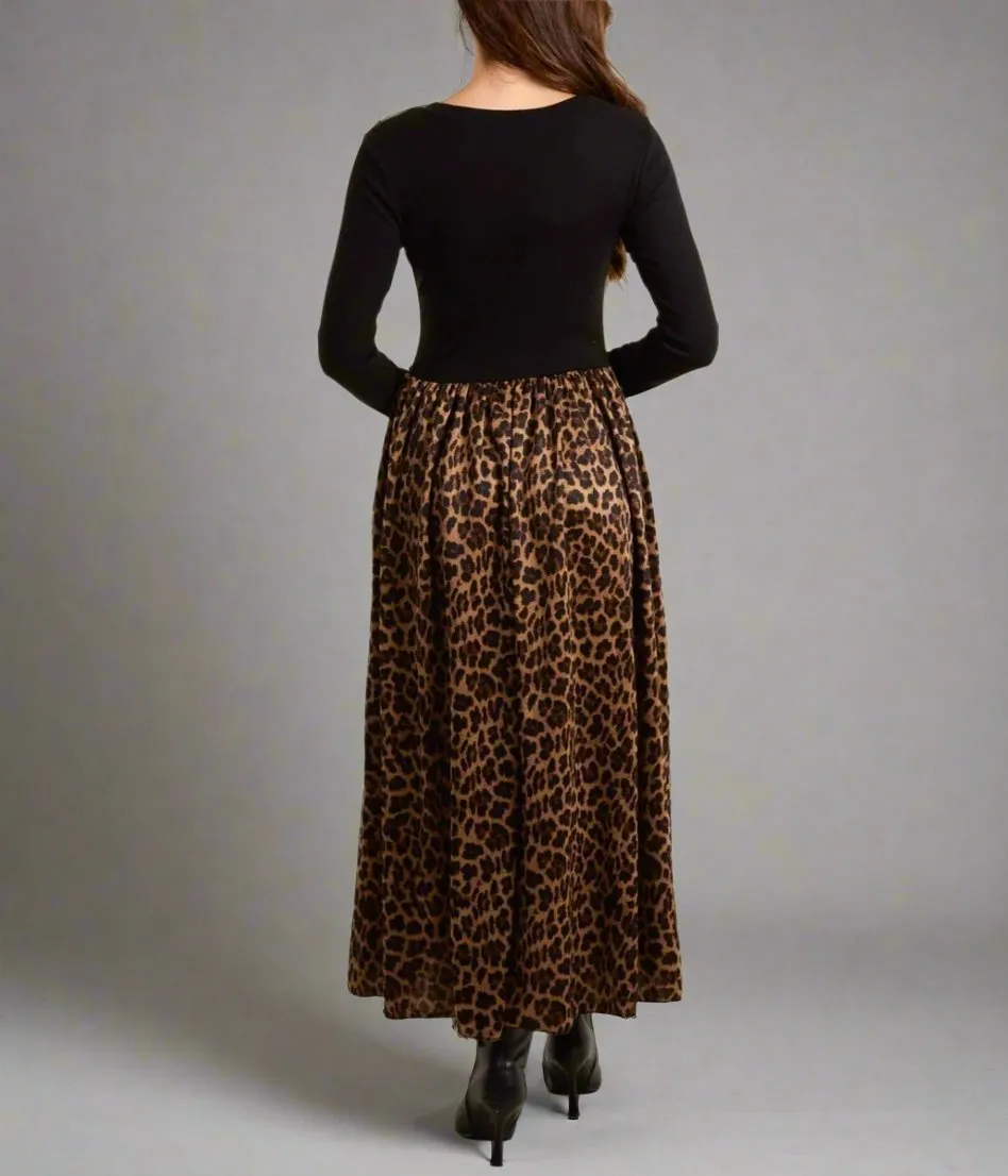 Brown Leopard Midi Dress