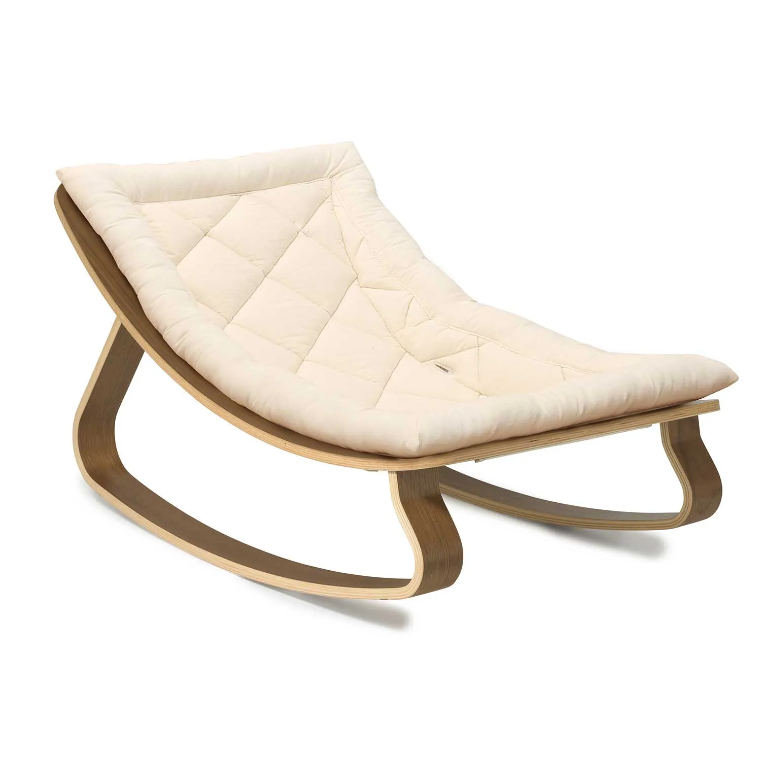 Charlie Crane Levo Baby Rocker in Walnut with Organic White cushion