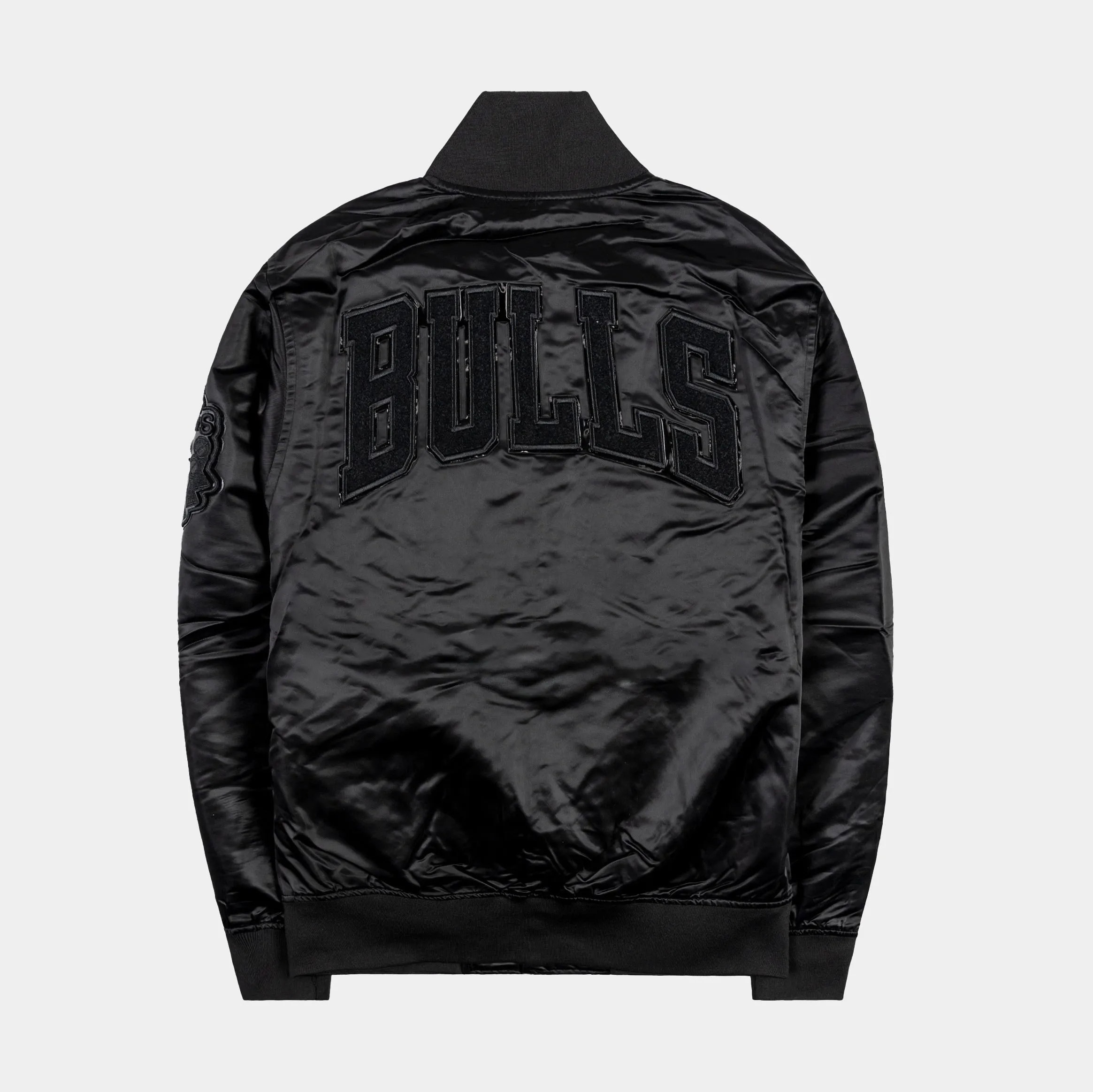 Chicago Bulls Triple Black Satin Mens Jacket (Black)