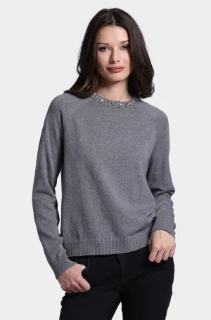 Cotton Cashmere Raglan Crew Jewel Neck