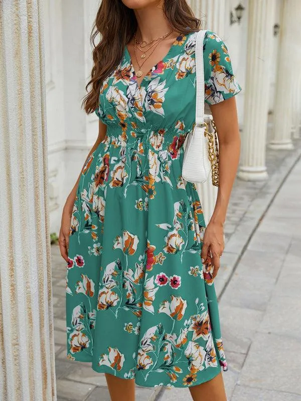 Elegant Floral V-Neck Summer Dress for Effortless Style