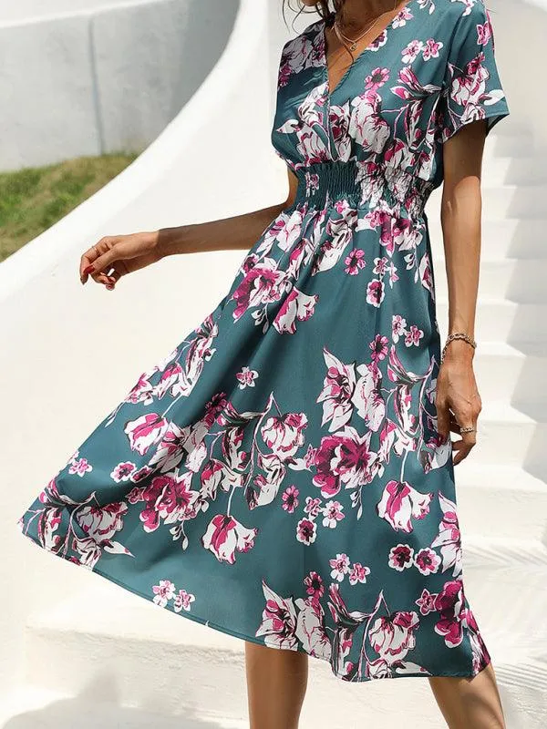 Elegant Floral V-Neck Summer Dress for Effortless Style