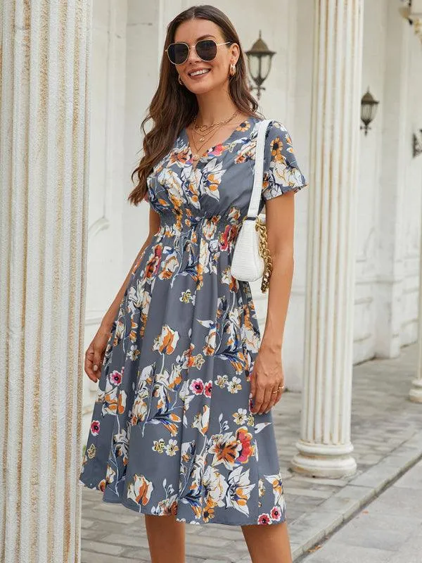 Elegant Floral V-Neck Summer Dress for Effortless Style