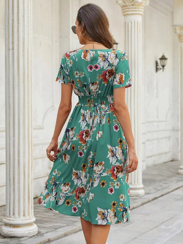 Elegant Floral V-Neck Summer Dress for Effortless Style