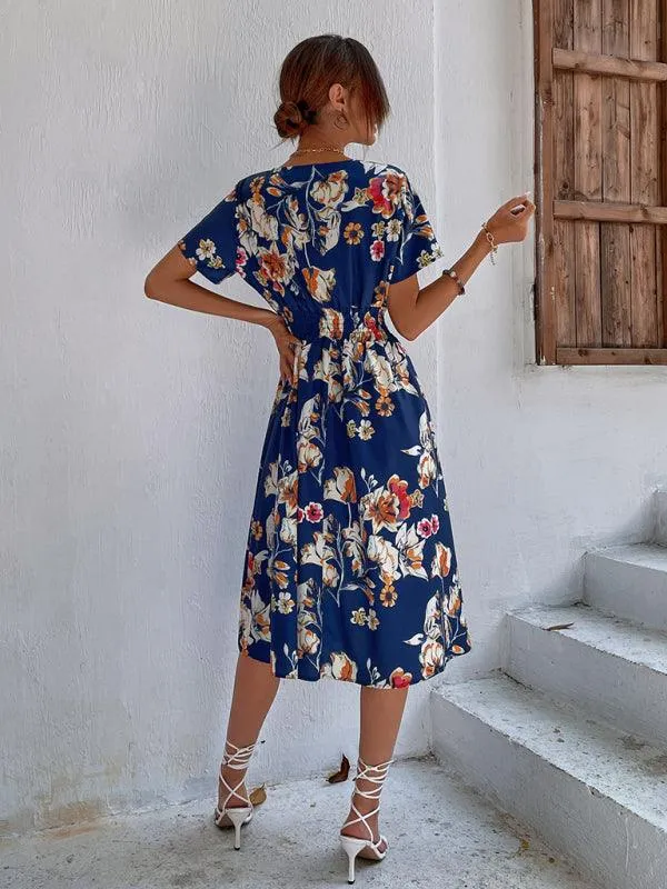 Elegant Floral V-Neck Summer Dress for Effortless Style