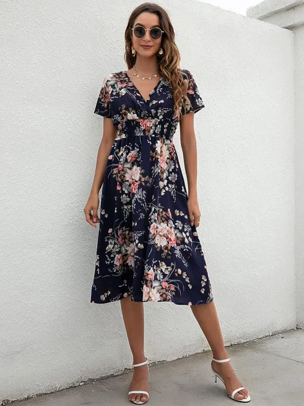 Elegant Floral V-Neck Summer Dress for Effortless Style