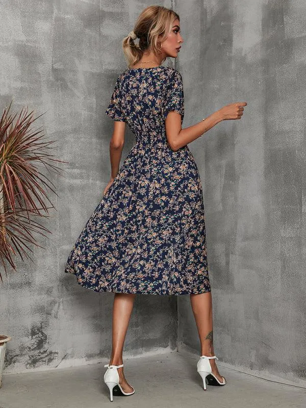 Elegant Floral V-Neck Summer Dress for Effortless Style