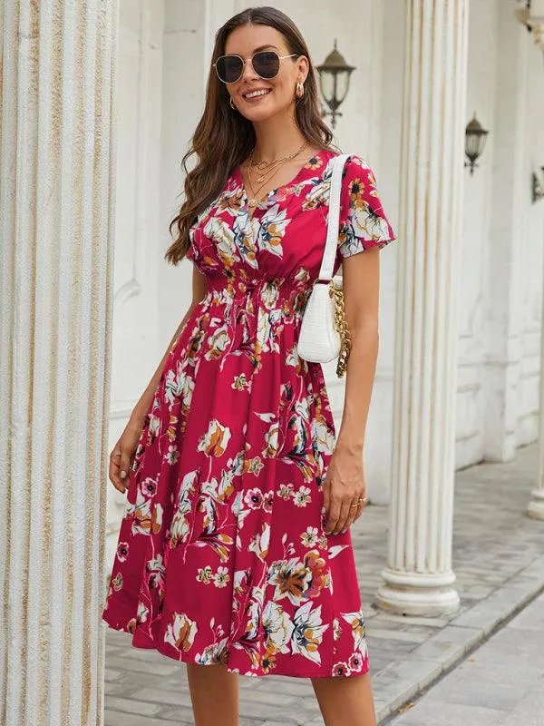 Elegant Floral V-Neck Summer Dress for Effortless Style