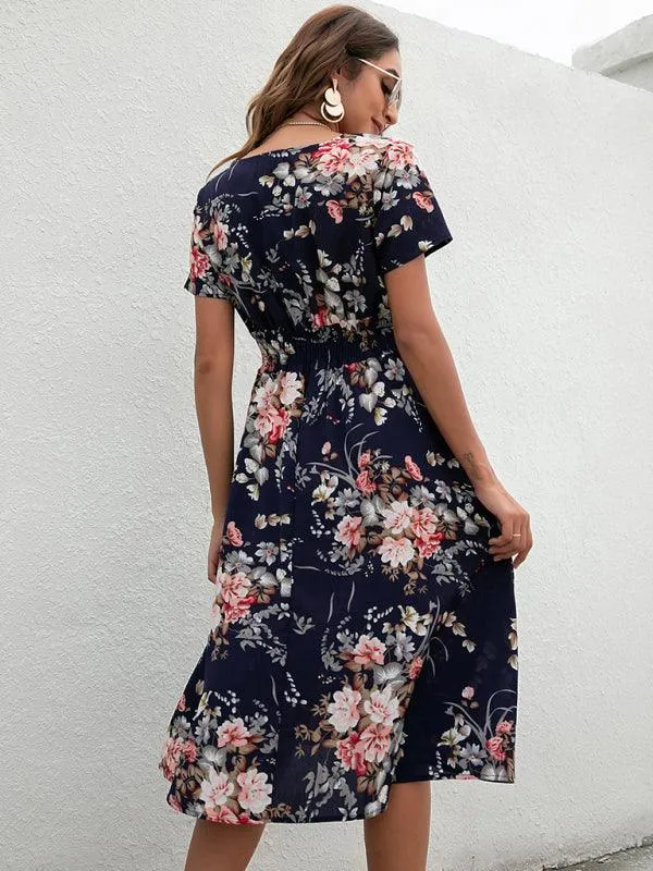 Elegant Floral V-Neck Summer Dress for Effortless Style