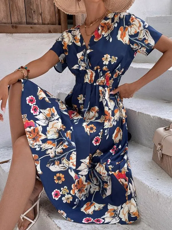 Elegant Floral V-Neck Summer Dress for Effortless Style