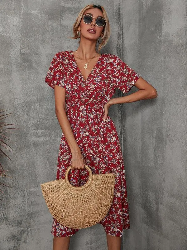 Elegant Floral V-Neck Summer Dress for Effortless Style