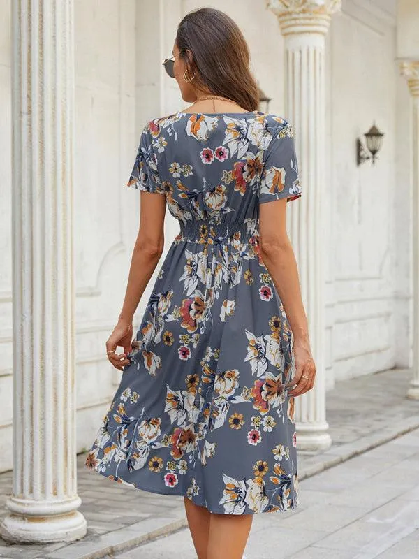 Elegant Floral V-Neck Summer Dress for Effortless Style