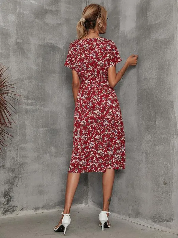 Elegant Floral V-Neck Summer Dress for Effortless Style