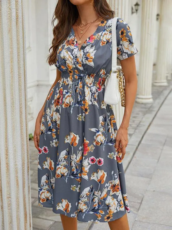 Elegant Floral V-Neck Summer Dress for Effortless Style