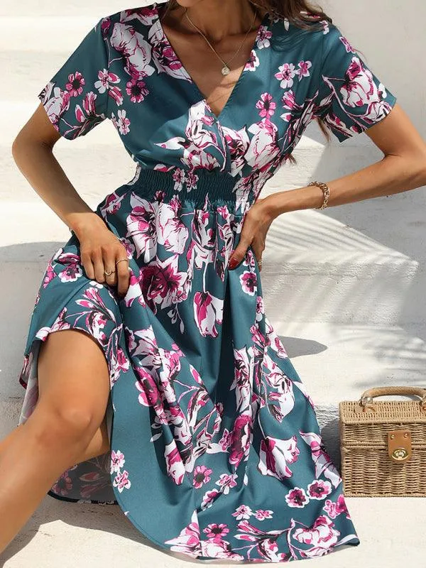 Elegant Floral V-Neck Summer Dress for Effortless Style