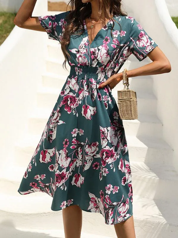 Elegant Floral V-Neck Summer Dress for Effortless Style