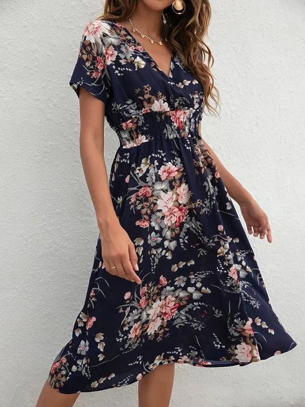 Elegant Floral V-Neck Summer Dress for Effortless Style