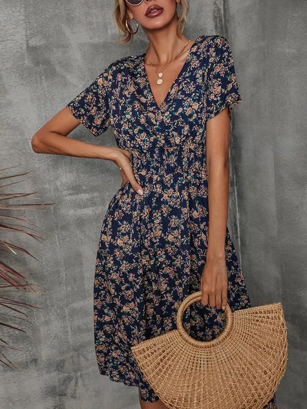 Elegant Floral V-Neck Summer Dress for Effortless Style