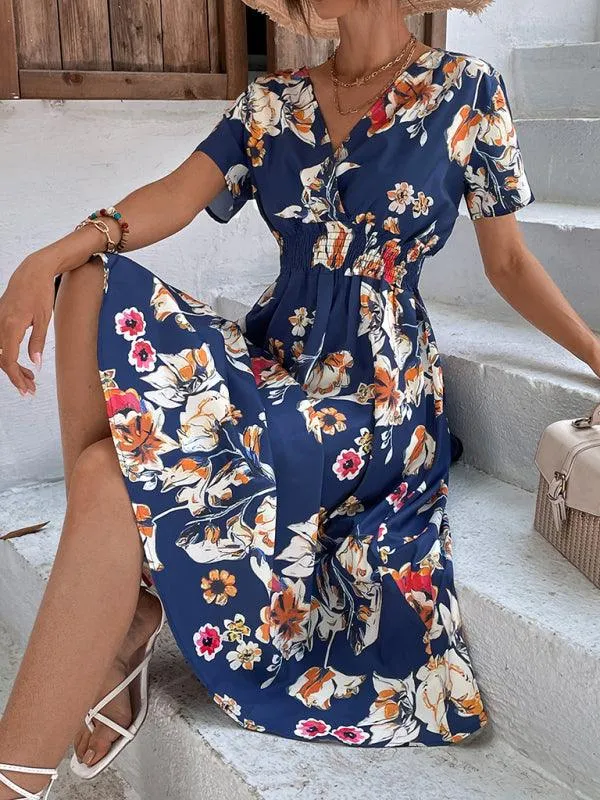 Elegant Floral V-Neck Summer Dress for Effortless Style