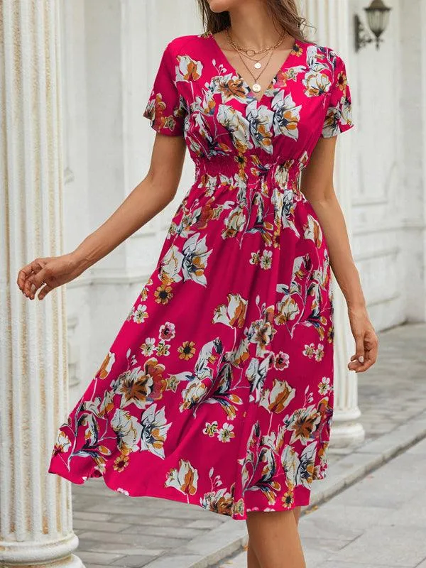 Elegant Floral V-Neck Summer Dress for Effortless Style