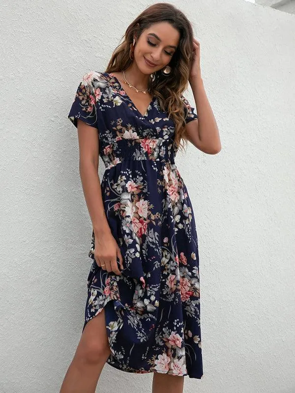 Elegant Floral V-Neck Summer Dress for Effortless Style