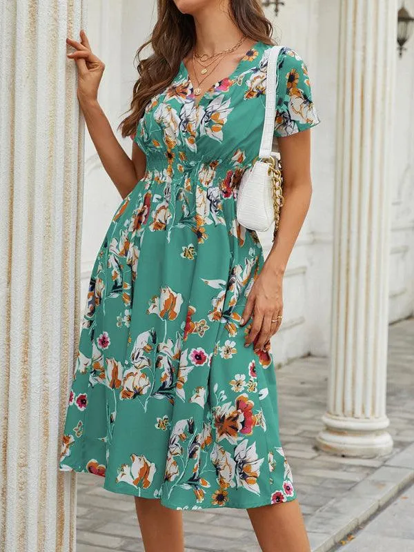 Elegant Floral V-Neck Summer Dress for Effortless Style